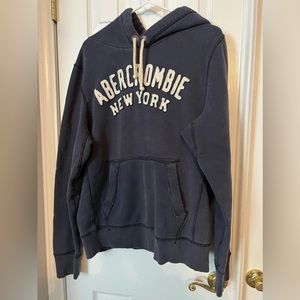 Vintage Abercrombie and Fitch men size XL navy hoodie sweatshirt stitch letters